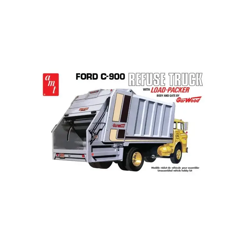 Kunststof modelwagen Ford C-900 Gar Wood vuilnisophaaldienst 1:25 Bouwmodell Aanbieding