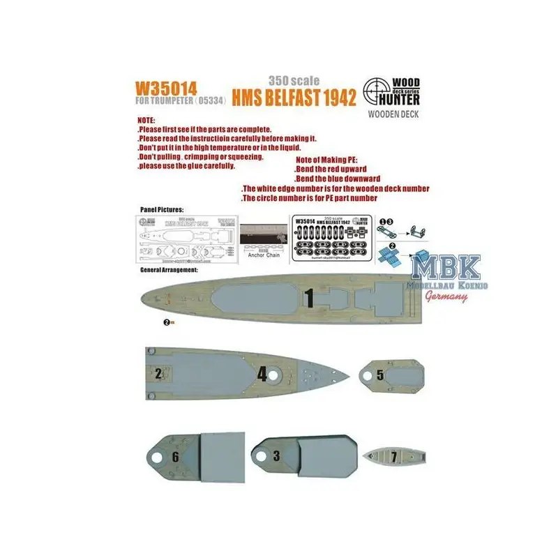 HMS BELFAST 1942 (voorTrumpeter 05334) Lage Kosten
