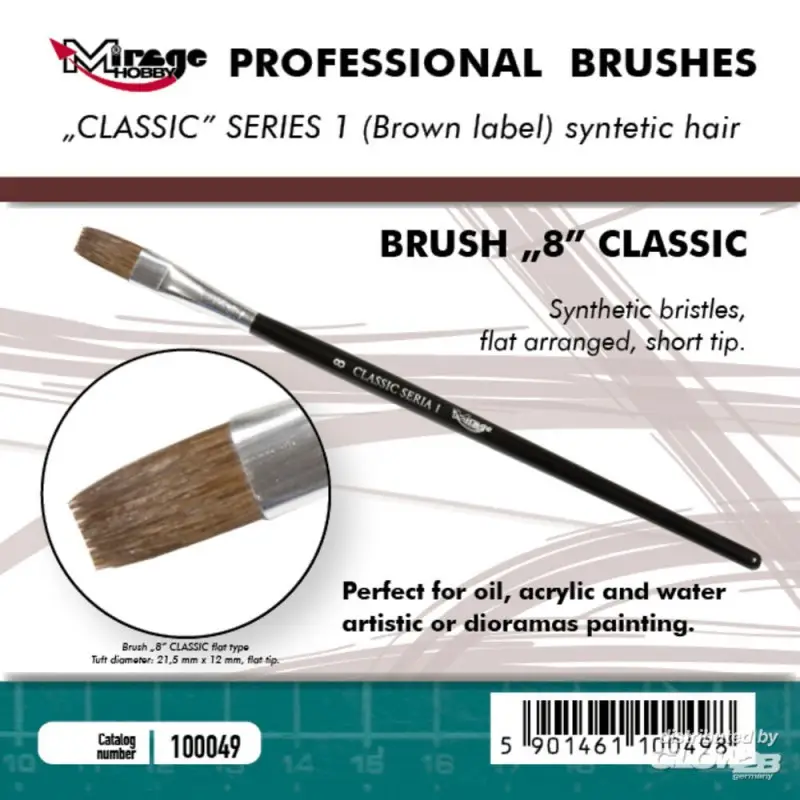Aanbieding MIRAGE BORSTEL VLAKKE HOGE KWALITEIT CLASSIC SERIE 1 maat 8 Pincetten