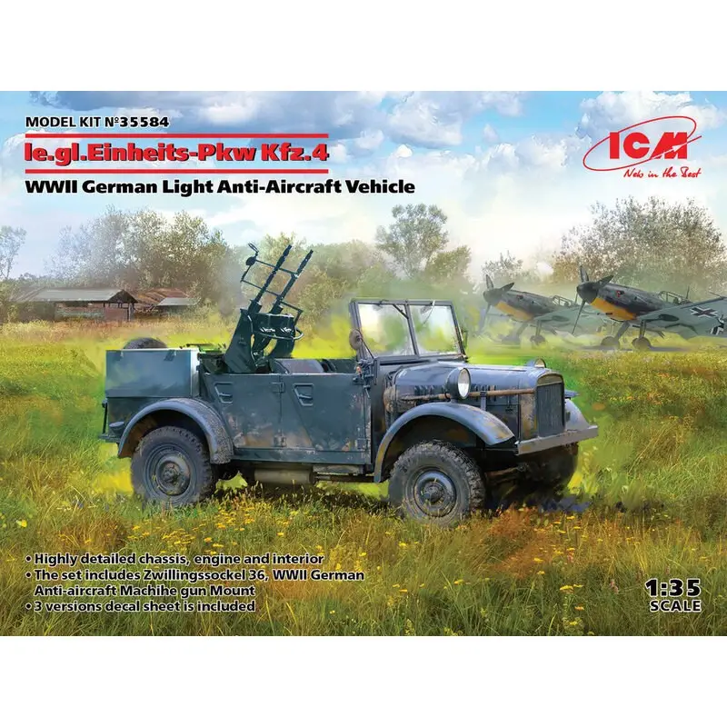 Finale Uitverkoop le.gl.Einheitz-Pkw Kfz.4, WWII German Light Anti-Aircraft Vehicle Schaalmodel