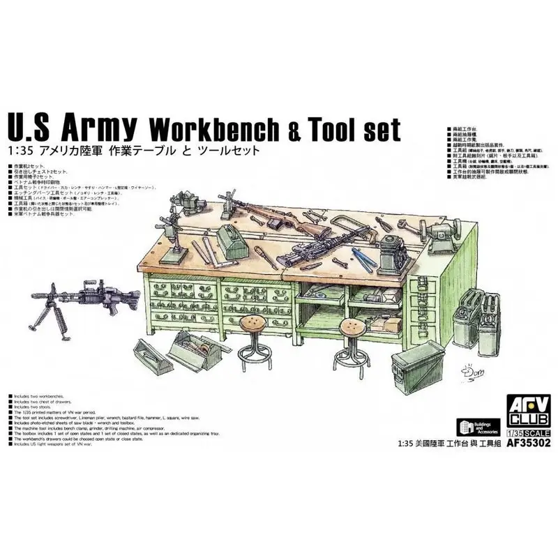 Werkbank en gereedschapsset van het Amerikaanse leger Accessoire Must-Have
