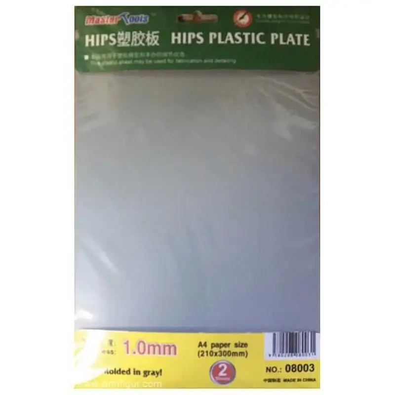 1.0 mm HIPS kunststof plaat A4 (210x300mm) x 2 st Acrylverf Fabrieksprijs