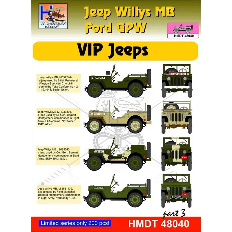 Tijdelijk Beschikbaar Willys Jeep MB / Ford GPW: VIP Jeeps, Pt.3 Decal
