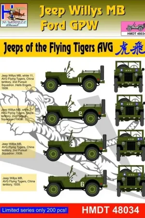 Beperkte Voorraad Willys Jeep MB / Ford GPW: Flying Tigers 'Jeeps Decal