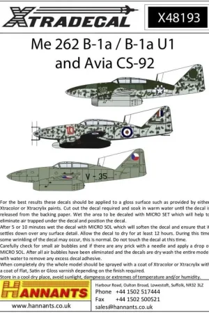 Gereduceerde Prijs Sticker Messerschmitt Me-262B-1a (9) W.Nr 111643 B3 + ZM 4 / KG (J) 54 Gevonden in Vlatov Tsjechoslowakije; White S 111 / EJG2