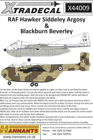 Sticker RAF Hawker-Siddeley Argosy & Blackburn Beverley. (7) Hawker-Siddeley Argosy C.1, XR106, '106/473', 114 Squadron, Royal A Finale Uitverkoop