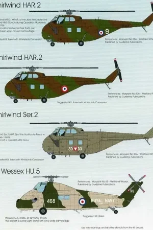 Aanbieding Sticker RAF Bombers Pt: 2 Westland Whirlwind HAR.2 WK968 9 Joint Helicopter Unit Operation Muskateer 1956 Whirlwind HAR.2 F.12
