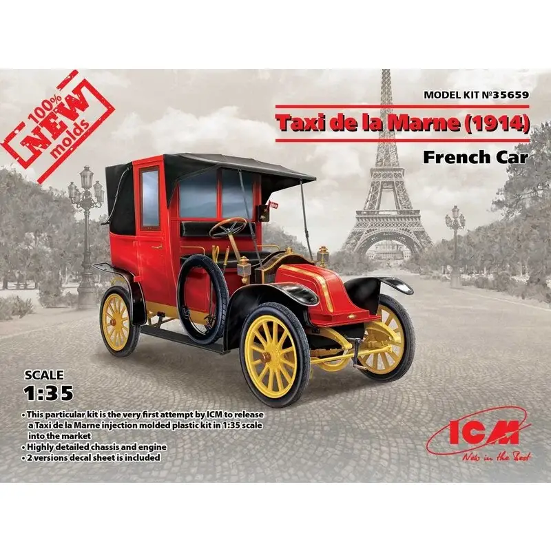 Beperkte Voorraad Taxi de la Marne (1914) Franse auto (100% nieuwe mallen) Schaalmodel