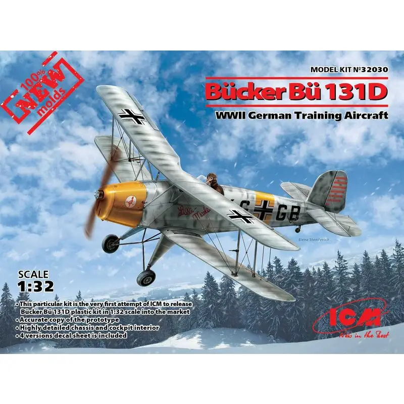 Bucker Bu-131D WWII Duitse trainingsvliegtuigen (100% nieuwe mallen) Deze specifieke kit is de allereerste poging van ICM om de Lage Prijs