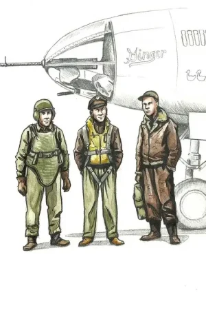 WWII Amerikaanse bommenwerperpiloot en twee kanonniers Figuren Weekendaanbieding
