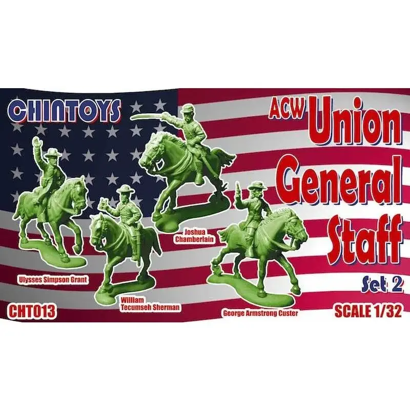 ACW / American Civil War MOUNTED Union General Staff 2 (NO BOX DIT IS POLY BAGGED) Inclusief Joshua Chamberlain, George Armstron Superprijs