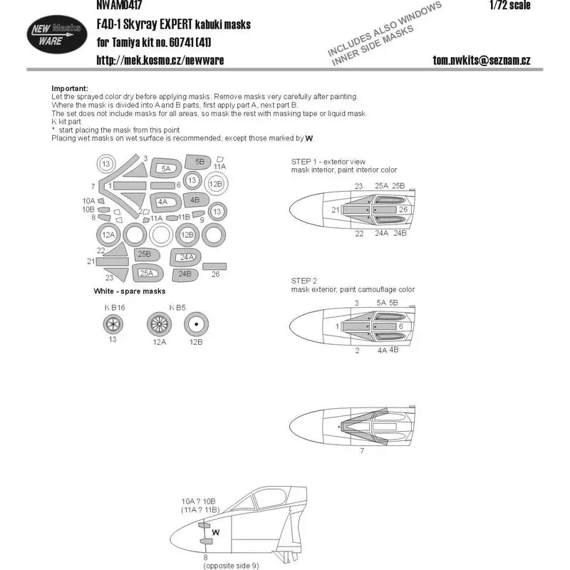 Voordeelprijs Douglas F4D-1 Skyray EXPERT kabuki maskeert een vliegtuigluifel met maskers aan de binnenkant, wielen en details over camouflage