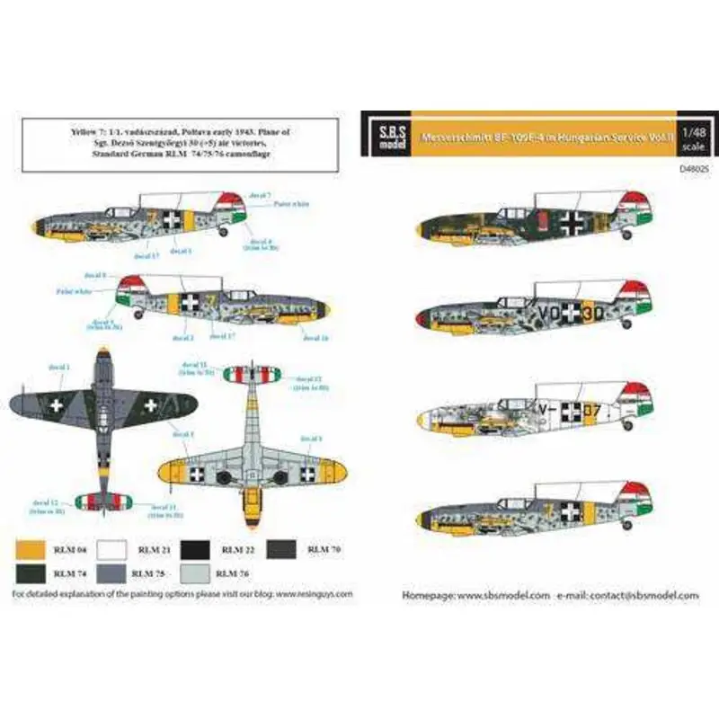 Seizoensaanbieding Sticker Messerschmitt Bf-109F-4 in Hongaarse dienst VOL.II Decal