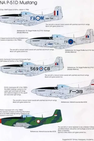 Sticker Post War MustangsNorth-American P-51D A68-720 FA-M 82 sqn RAAF Miho Japan 1946P-51D 9566 FB-N Experimental & Proving Est Hete Deal