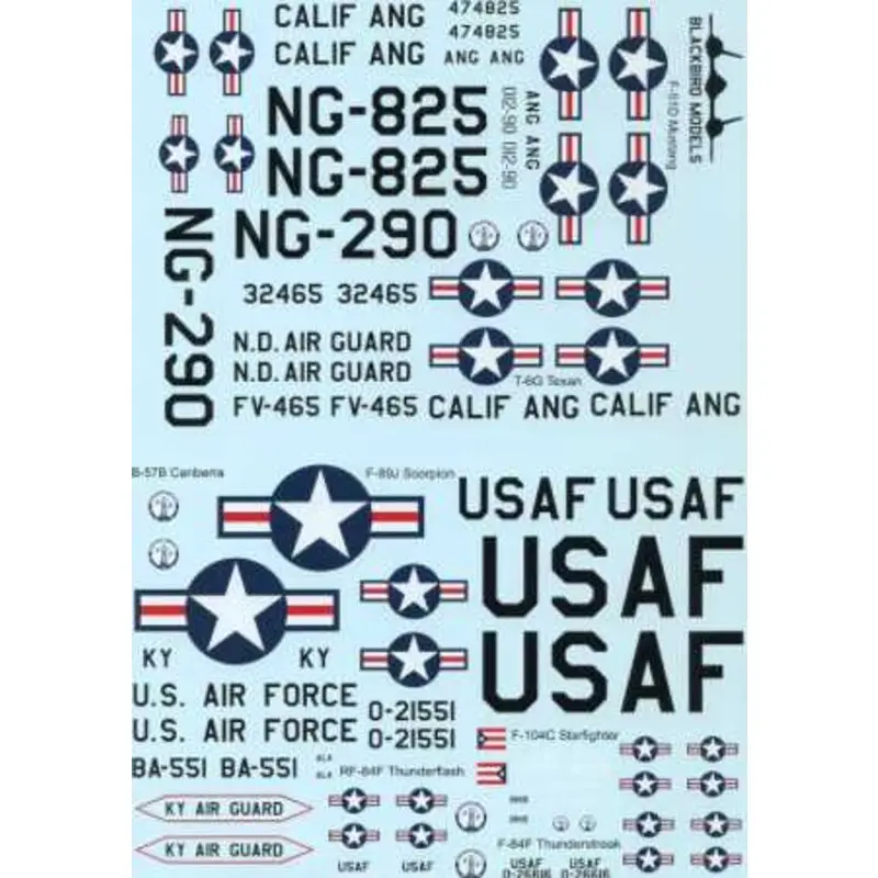 Sticker US Air National Guard Pt: 1North-American AT-6A Texan NG-290 194e FS Californië ANG 1950's / 60's Noord-Amerikaans F-51D Exclusieve Aanbieding