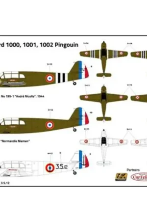 Populair Nord 1000/1001/1002 Pinouin (3 x Franse luchtmacht regelingen) Schaalmodel
