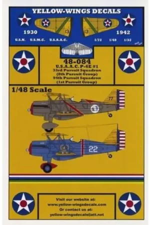 Sticker USAAC Curtiss P-6E deel 1 Decal Superprijs