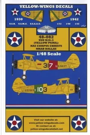 Premium Sticker USN Boeing / Stearman N2S-3 Trainer 'Yellow Peril' Decal