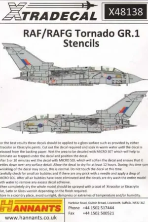 Sticker Panavia Tornado Stencil Data.Compleet stencil gegevens voor 2 UK en RAF Duitsland (RAFG) (1 stuk) gebaseerde vliegtuige Direct Verzonden
