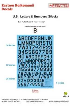 Betrouwbaar Sticker Black VS Letters & Cijfers 4 '28' 32 '36' in de hoogte Decal