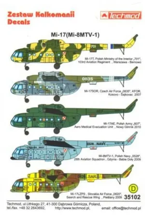 Sticker Mil Mi-8MT / Mi-17 Hip-H Helicopter. Decal Beperkt Aanbod