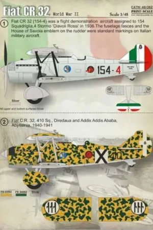 Actieprijs Sticker Fiat CR.321.Fiat CR 32 (154-4) was een vlucht demonstratie vliegtuigen die aan 154 Squadriglia, 4 Stormo 'Diavoli Rossi