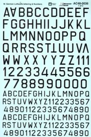 Must-Have Sticker West-Duitse Luftwaffe Belettering & Numbers (2 vellen) Decal