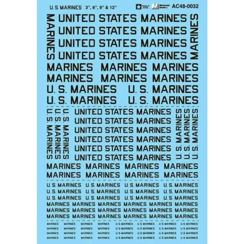 Sticker US Marines Belettering 3 ', 6', 9 ', 12' Decal Populair