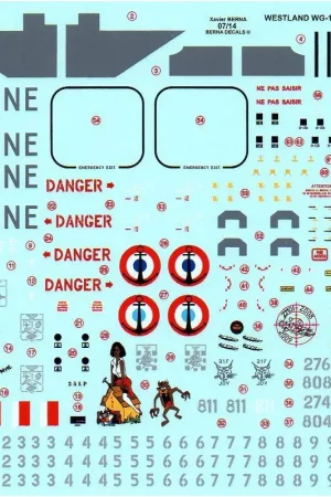 Sticker Westland WG-13 Lynx Mk 4 (Franse marine): N & # 8734-804 - Flotille 34F - FREGATE Dupleix - Missie ZMOI (Indische Oceaan Express Levering