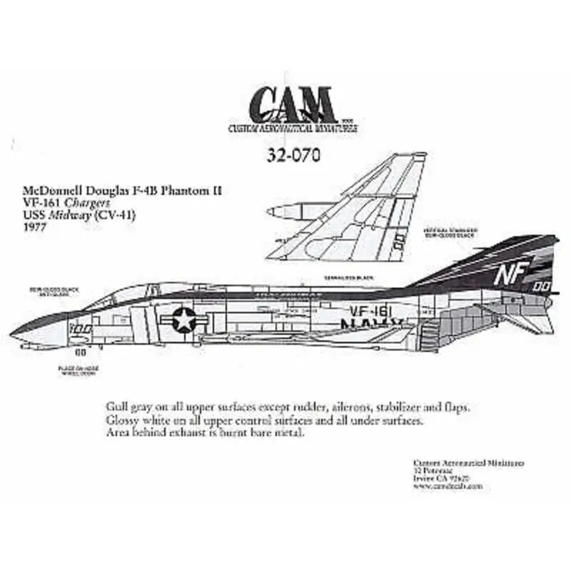 Weekendaanbieding Sticker McDonnell F-4B Phantom (1) 151433 NF/100 VF-161 Chargers CAG USS Midway 1977