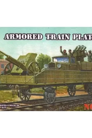 Betaalbaar Armoured train platform railway wagon with field gun and rocket launching truck Schaalmodel