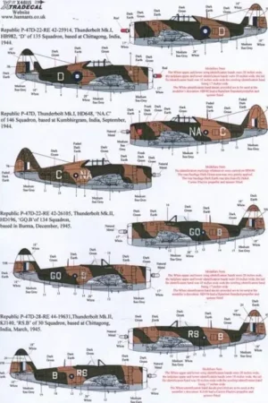 Tijdelijk Beschikbaar Sticker Yanks with Roundels Pt 4 Republic P-47D Thunderbolt in RAF/SEAC service (12) Razorbacks HB982/D 135 Sqn Chittagong 1944;