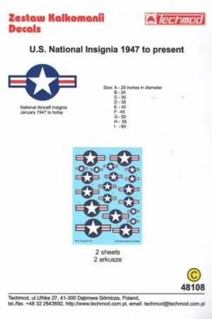 Sticker U.S. National Insignia Stars and Bars 1945 to current with red bar. 9 sizes 20˝ - 60˝. 6.99. TEMPORARILY !!! Gratis Retour