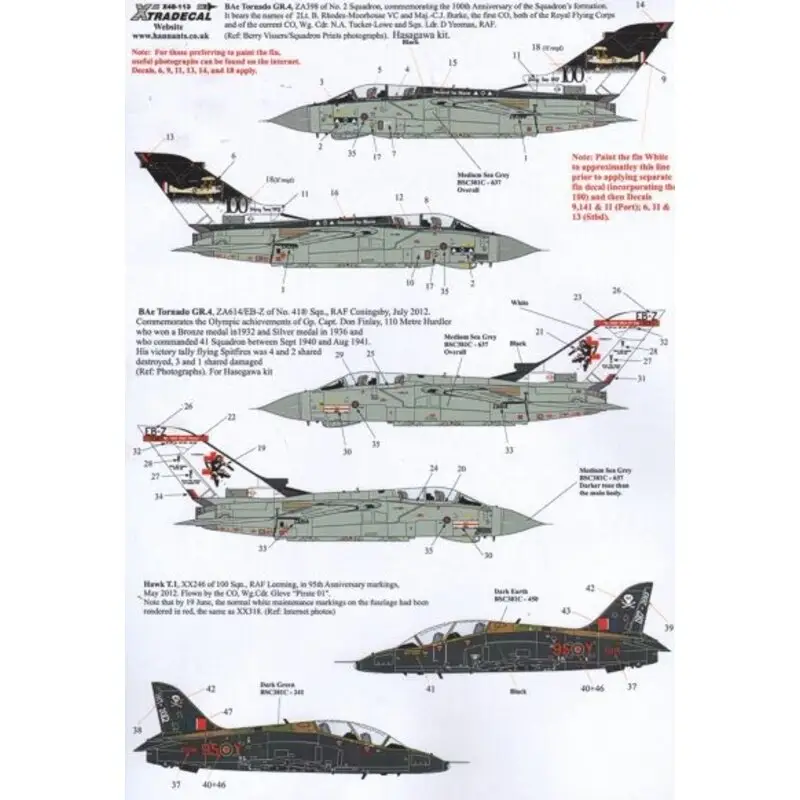 Actieprijs Sticker RAF Anniversary Update 2011/12 (4) 100th Anniversary of 2 Sqn Panavia Tornado GR.4 ZA398 RAF Marham; 95th Anniversary 10