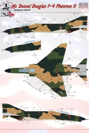 Alleen Vandaag Sticker McDonnell F-4 Phantom Technical stencils Decal
