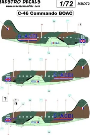 Sticker Curtiss C-46 Commando decals BOAC Bestel Nu