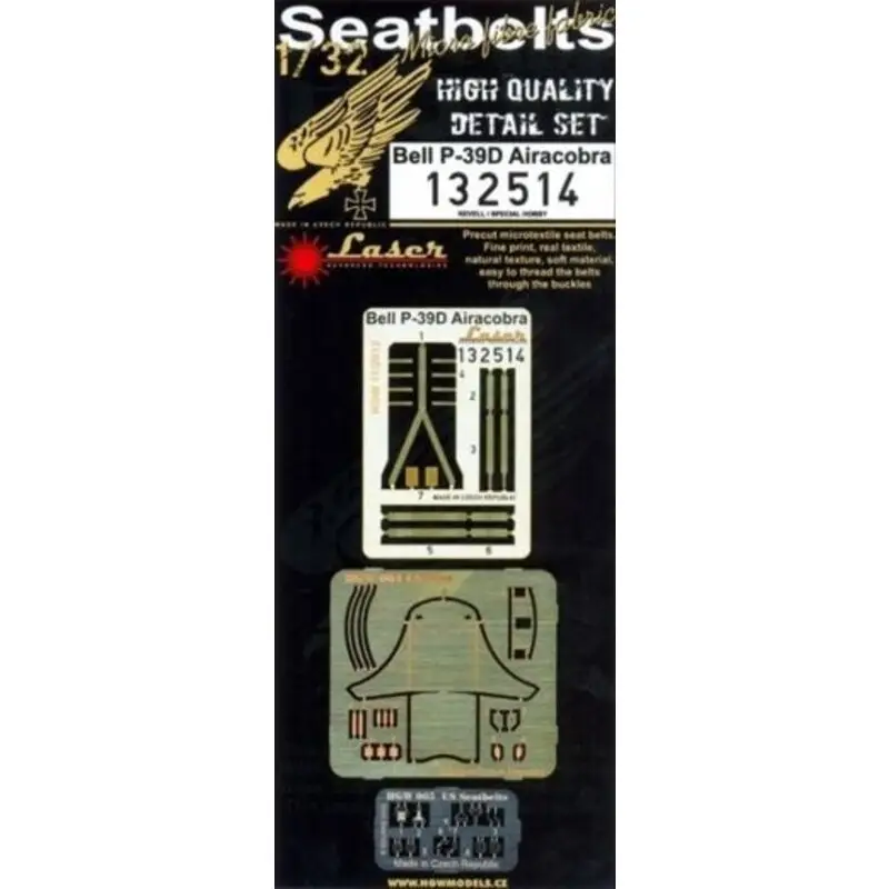 Hoge Kwaliteit Bell P-39D Airacobra + seat (laser) (designed to be used with Revell and Special Hobby kits)