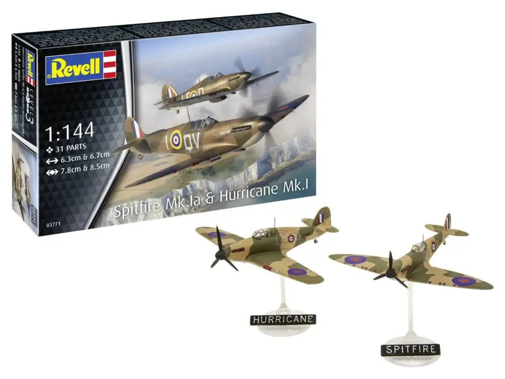 Gecertificeerd Revell 1/144 Supermarine Spitfire Mk.Ia & Hawker Hurricane Mk.I (03771)
